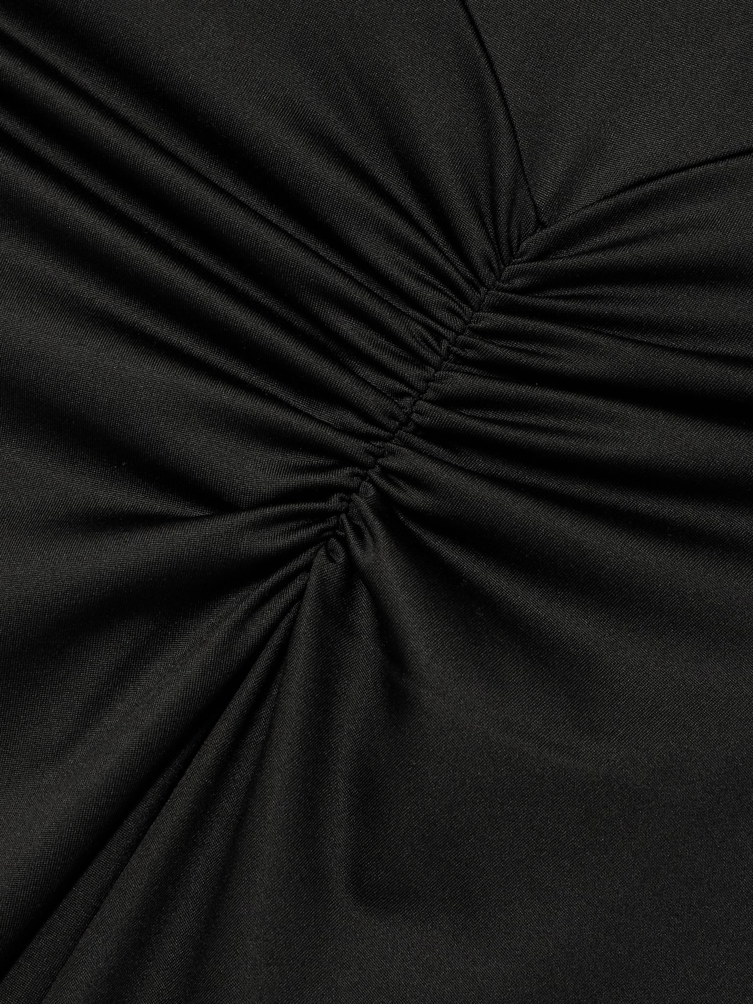 Gathered satin-jersey midi dress Black - 4
