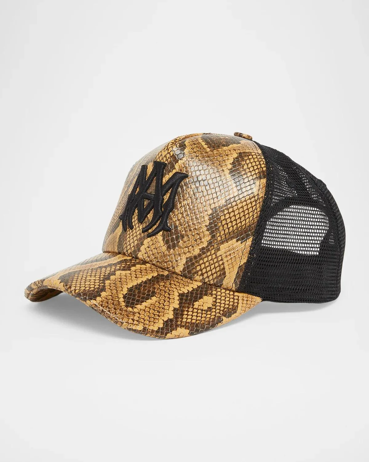 Men's Snake-Print Leather Baseball Cap - 1