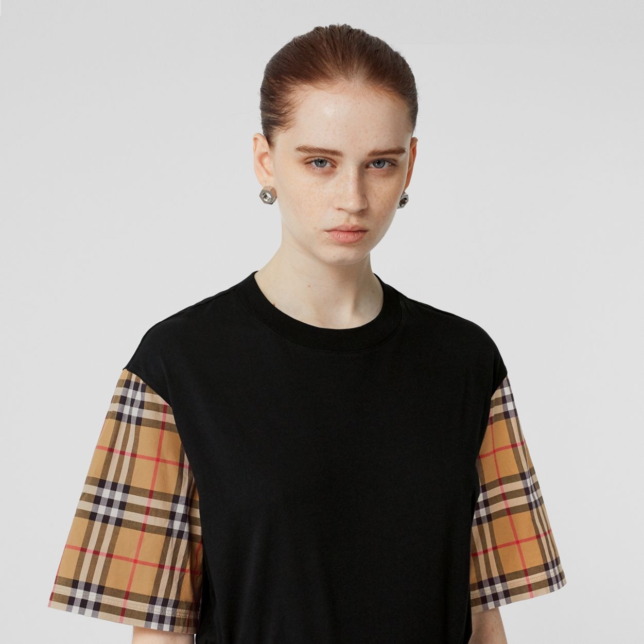 Vintage Check Detail Cotton T-shirt - 3