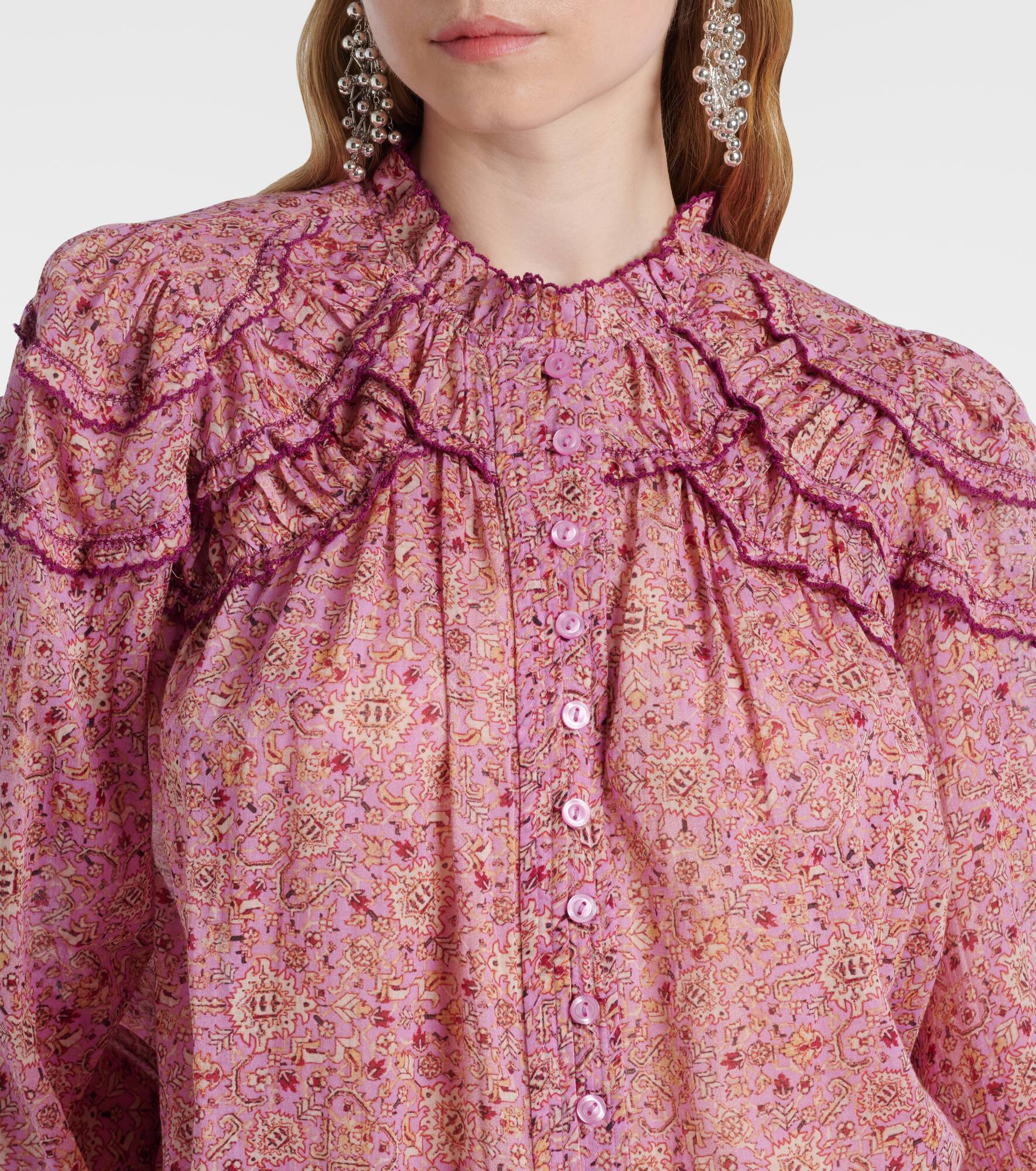 Christa printed ruffled cotton blouse - 4