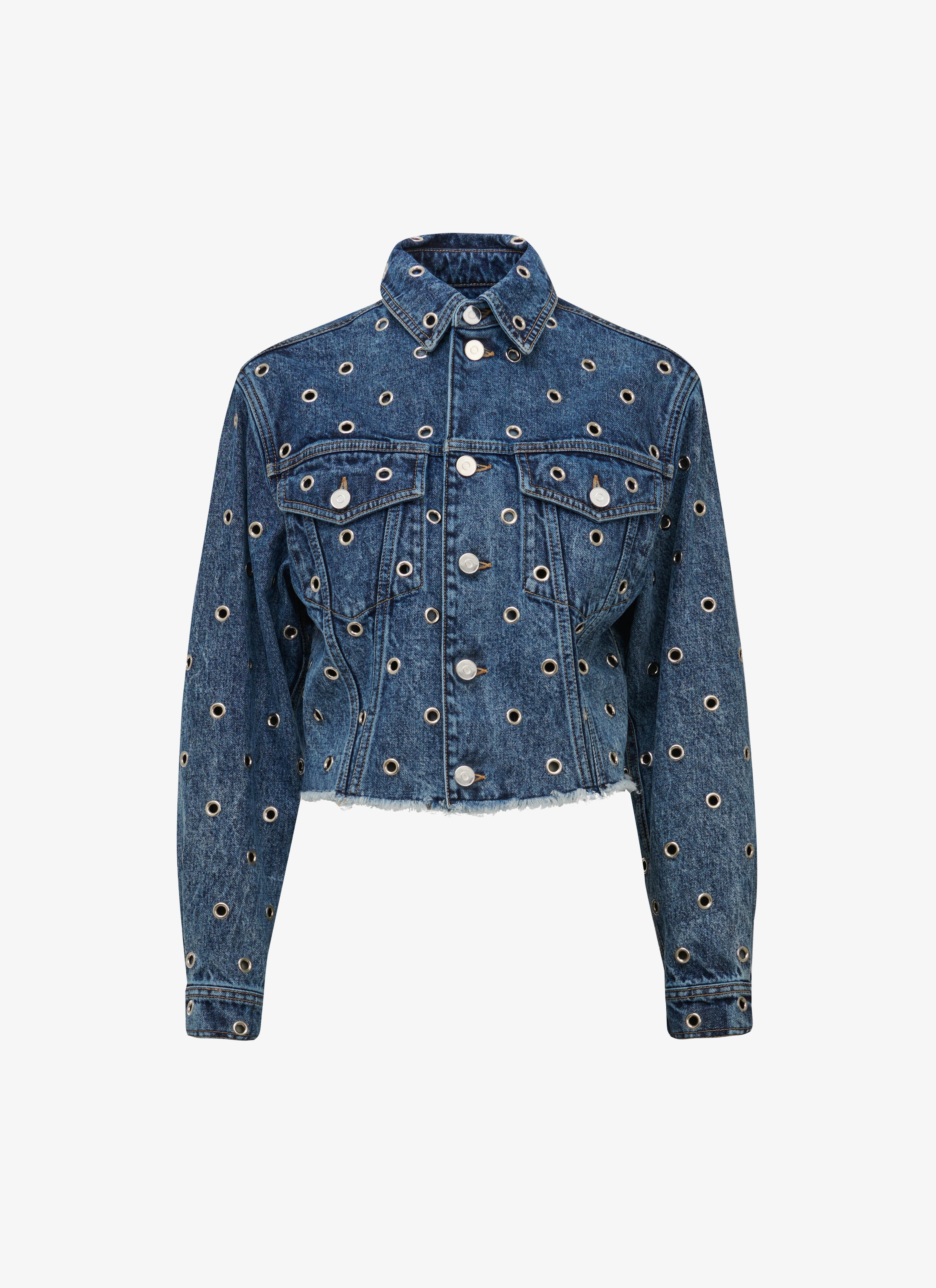 EYELET DENIM JACKET - 1