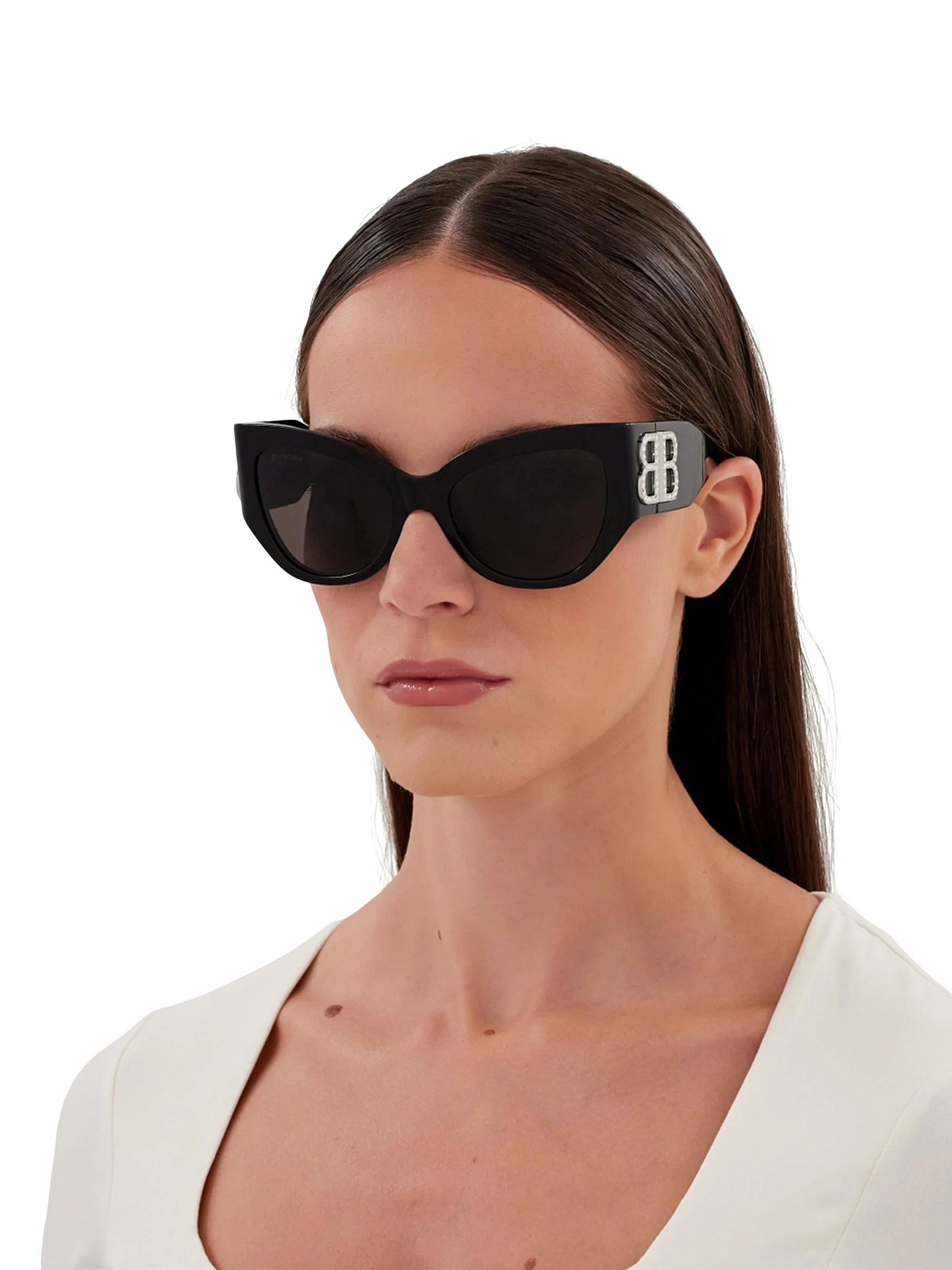 Women's Bossy 55MM Butterfly Sunglasses - Black Silver Black - 1