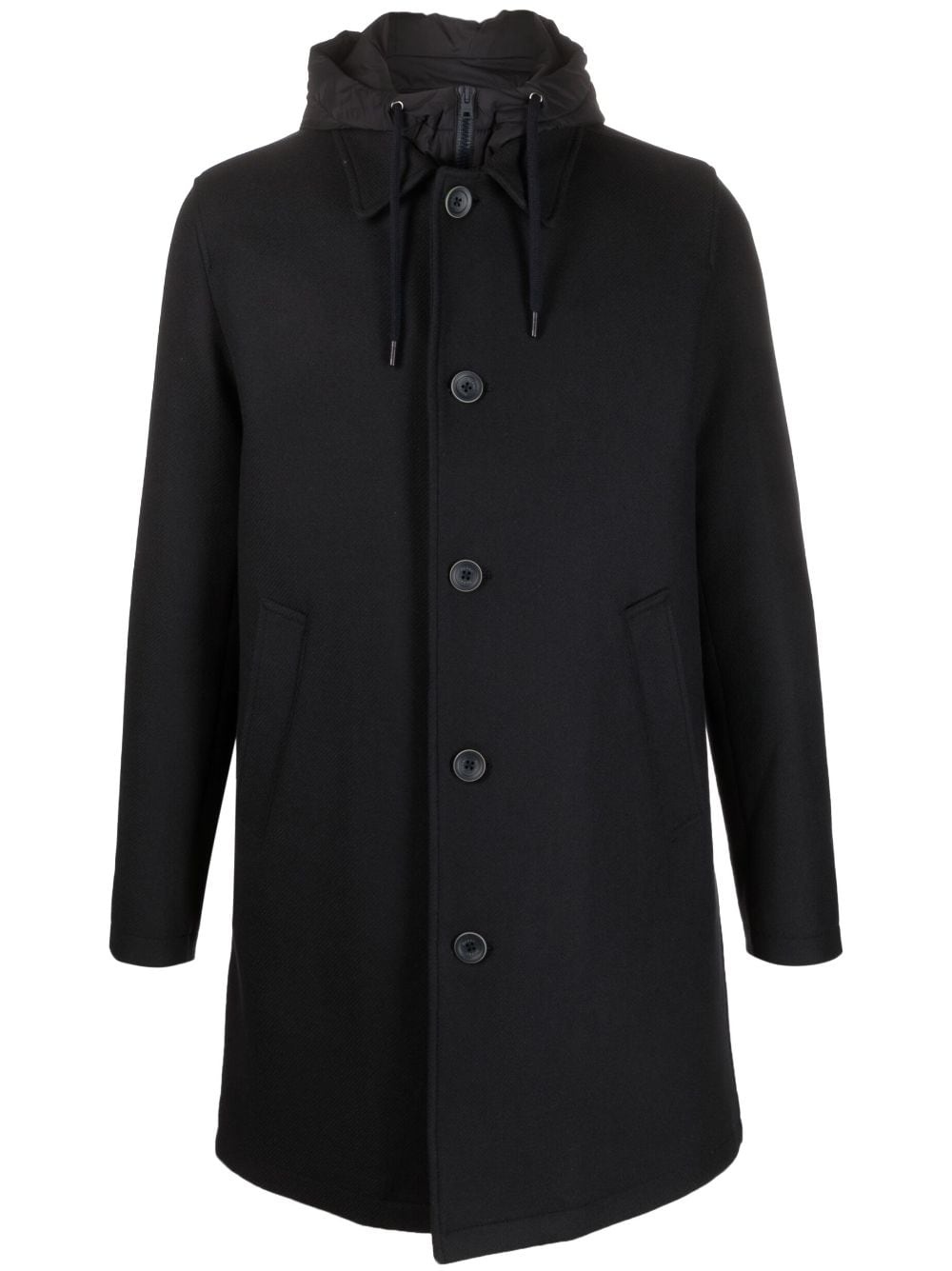 wool-blend hooded parka coat - 1