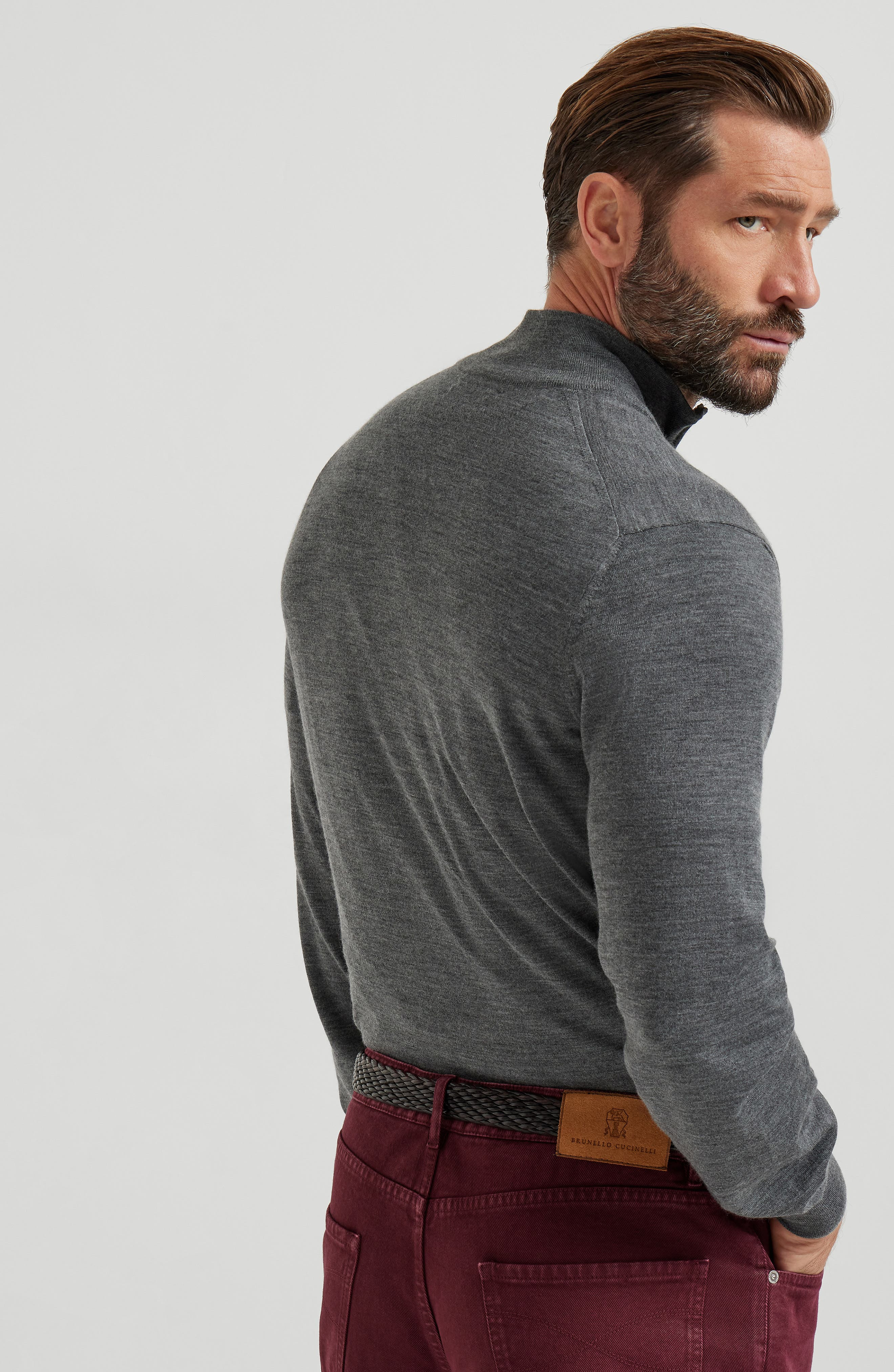 Brunello Cucinelli Sweater with half zipper in Lead at Nordstrom - 3