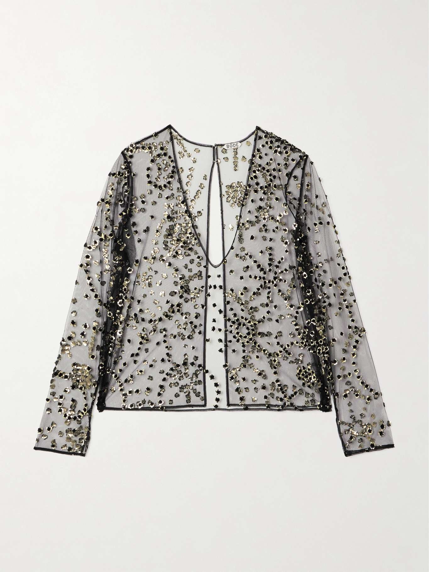 Sheer Fete appliquéd mesh blouse - 1