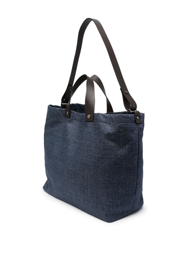 Canali logo-patch denim holdall outlook