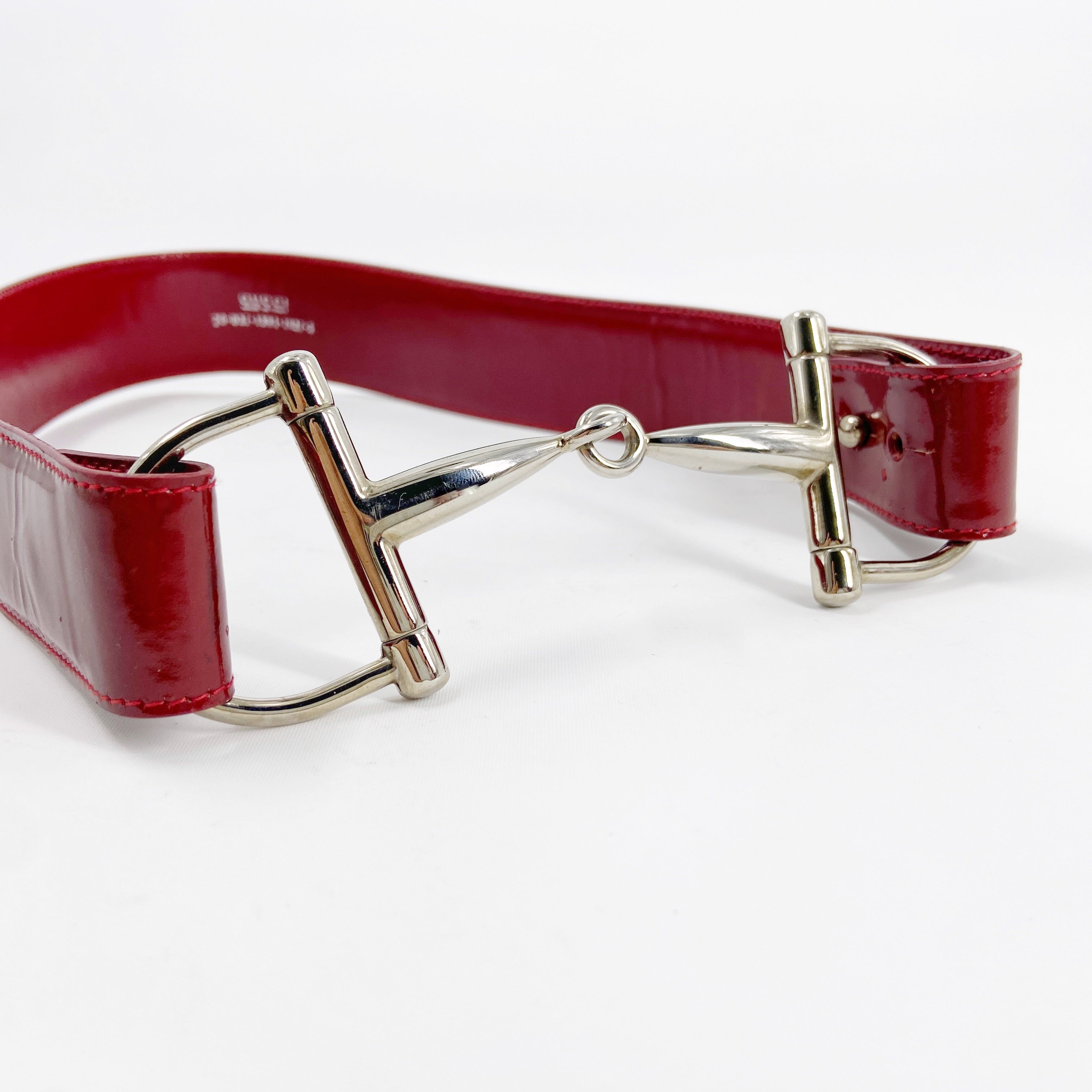 Gucci Fall 1995 Tom Ford Red Horsebit Patent Leather Belt 28 - 11