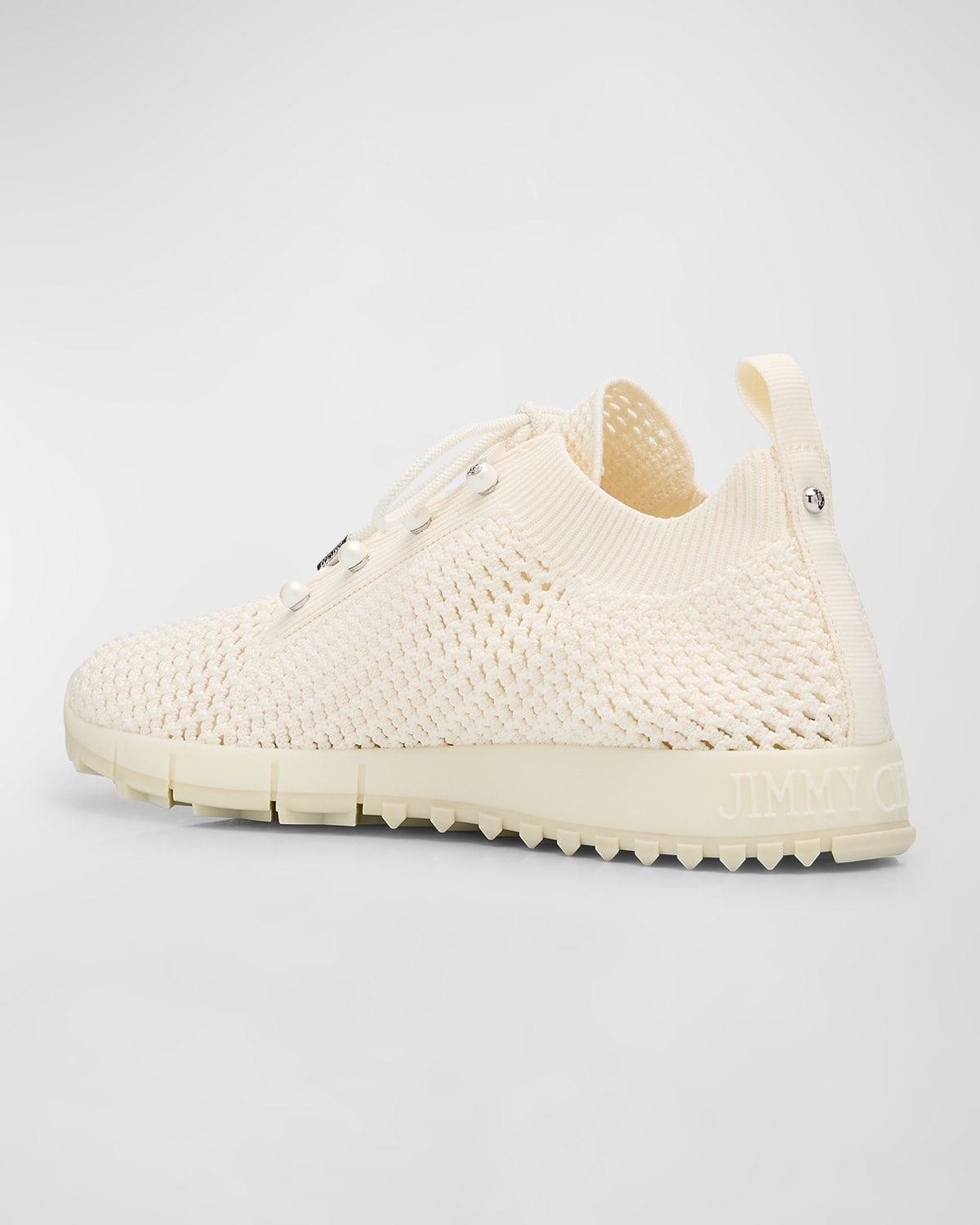 Veles Cotton Knit Pearly Stud Sneakers - 4