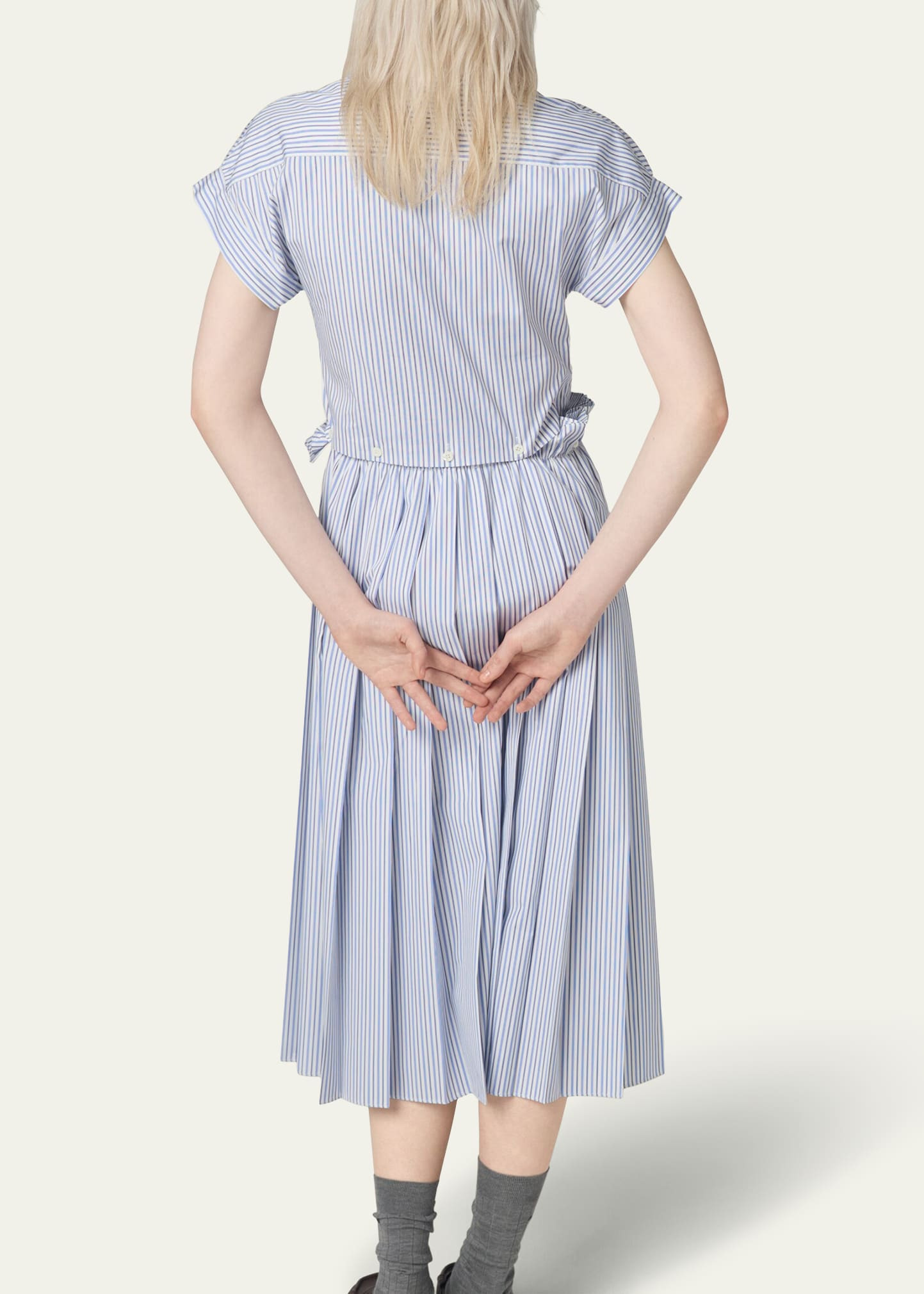 Striped Short-Sleeve Midi Shirtdress - 3