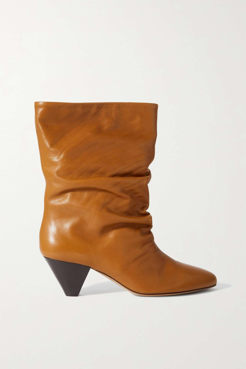 Reachi gathered leather ankle boots - 1