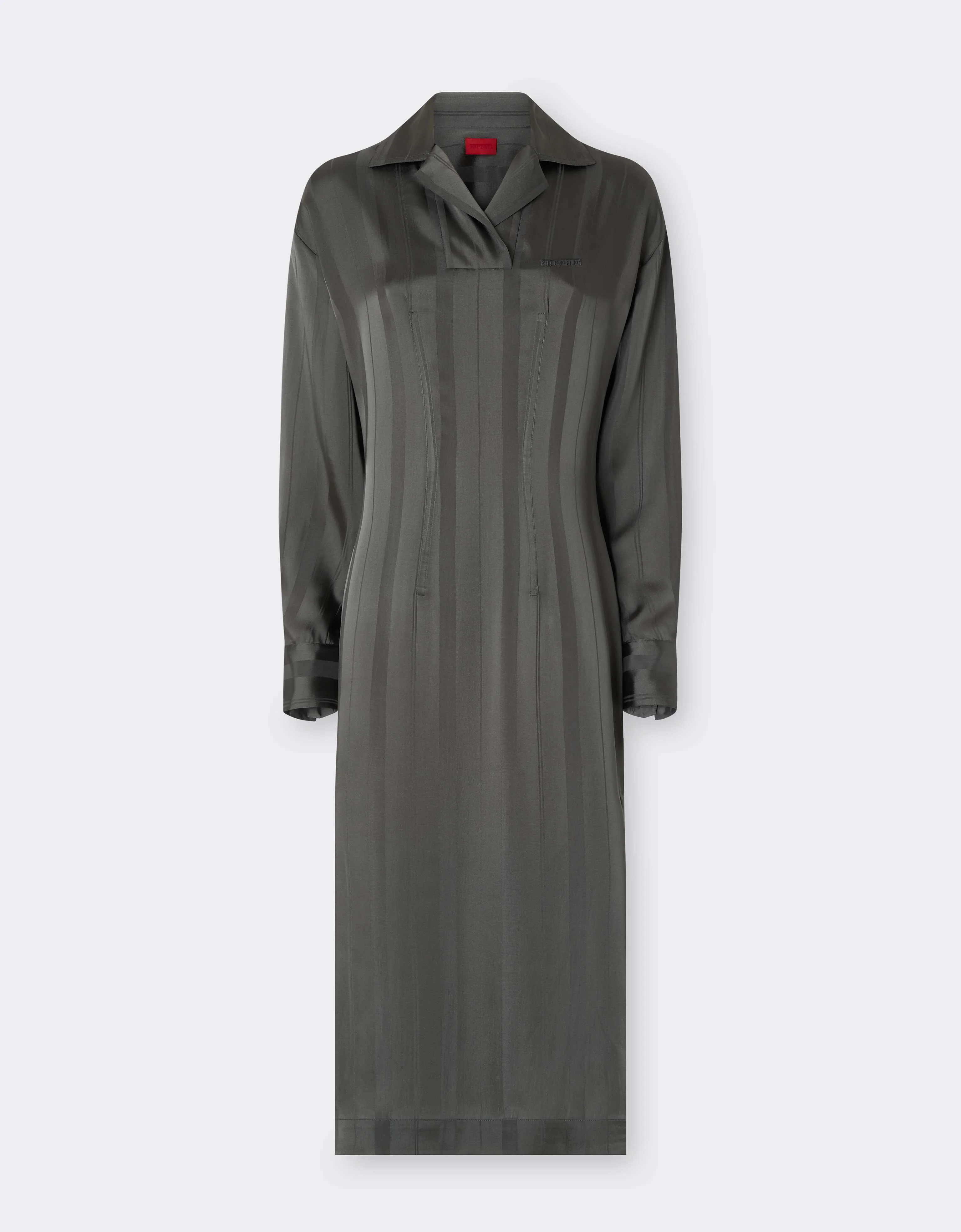 Midi dress in jacquard silk blend with Pekin stripes - 1