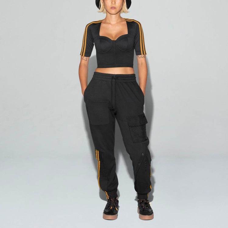 adidas originals x Ivy Park Crossover Cargo Sweatpants Couple Style Black H38828 - 3