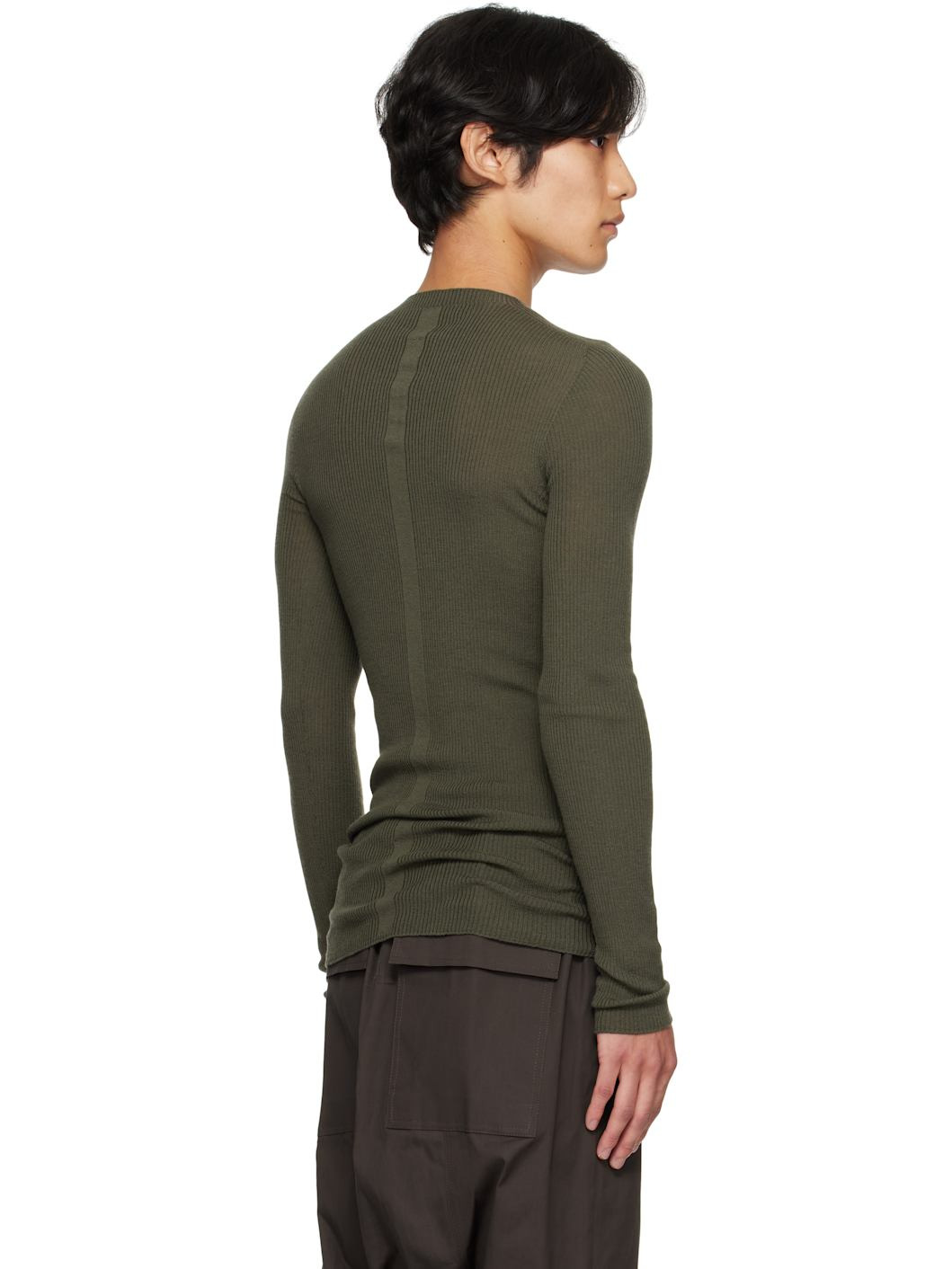 Khaki Concordians Ribbed Round Neck Sweater - 3