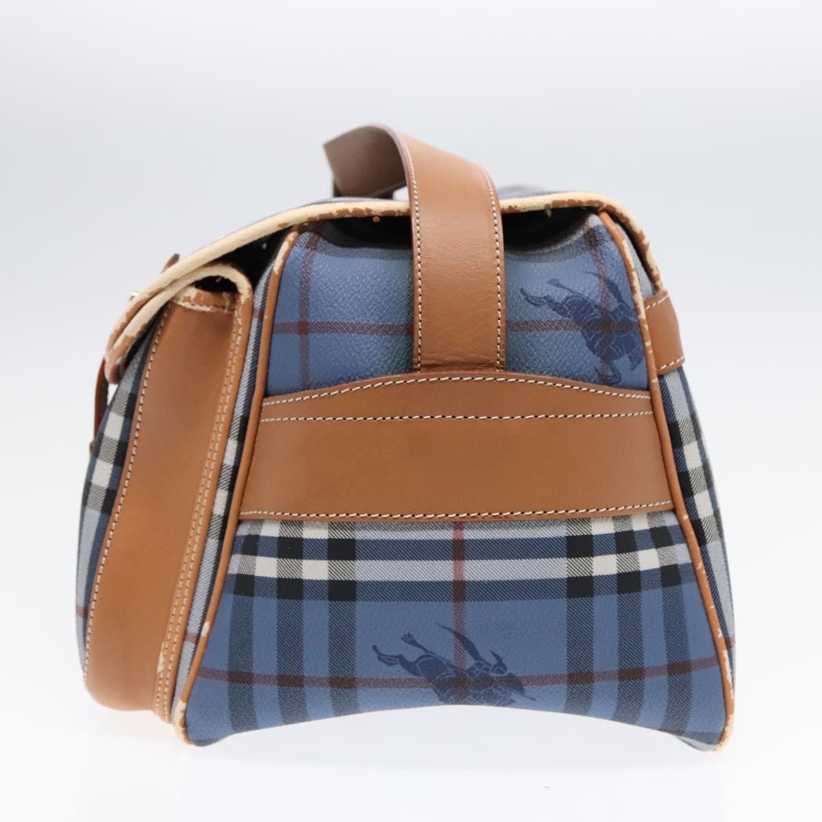 Burberry Nova Check Shoulder Bag Pvc Leather Blue Gold - 5