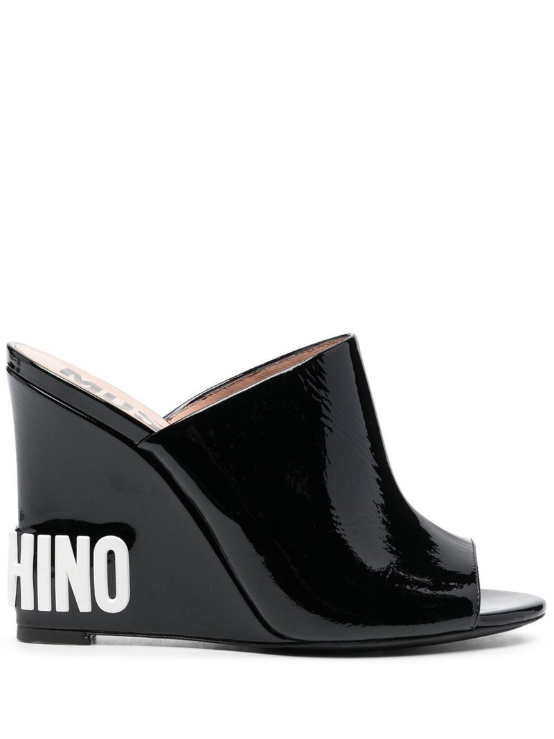 embossed-logo wedge mules 1