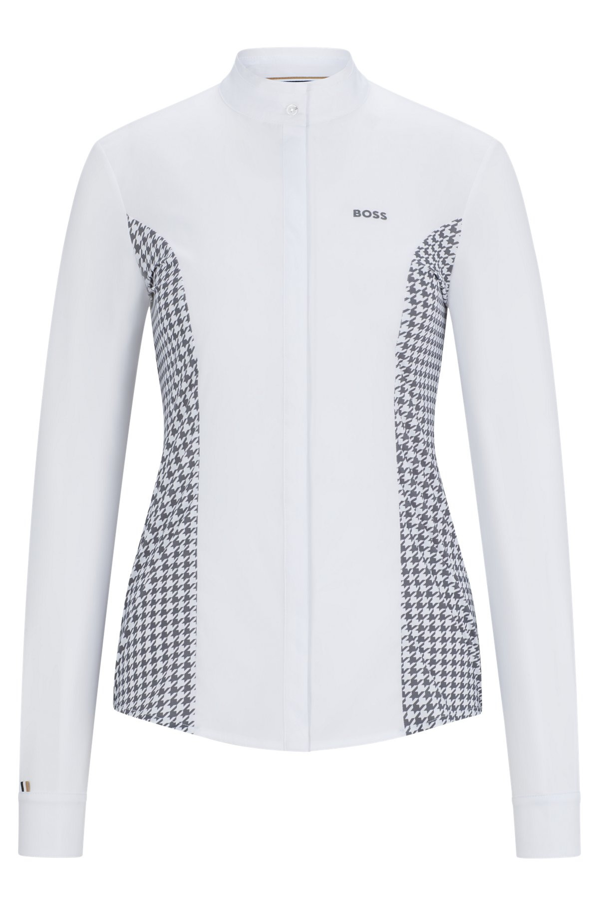 EQUESTRIAN SHOW BLOUSE WITH HOUNDSTOOTH INSERTS - 1