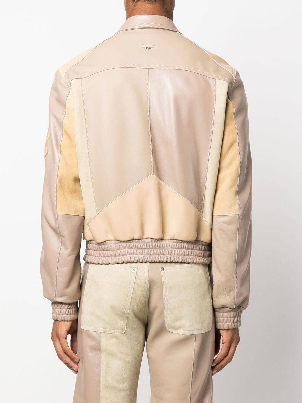 patchwork deadstock leather jacket - 4