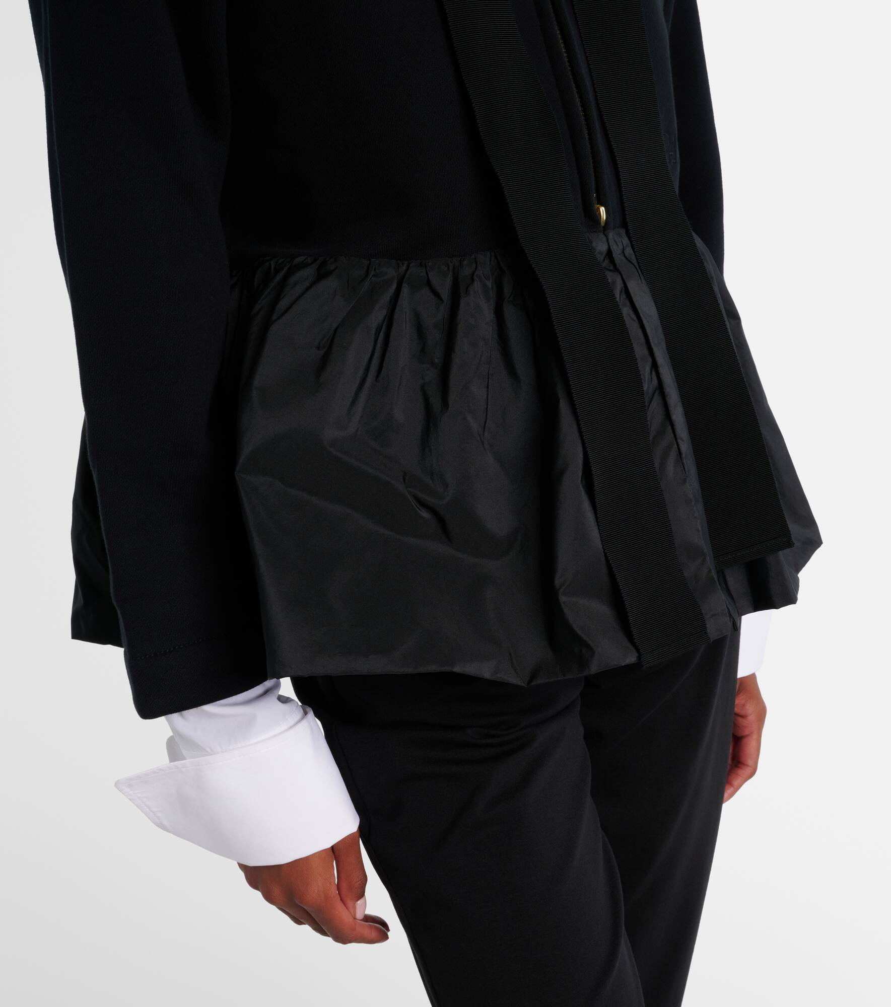 Faille-trimmed cotton jersey zip-up hoodie - 5