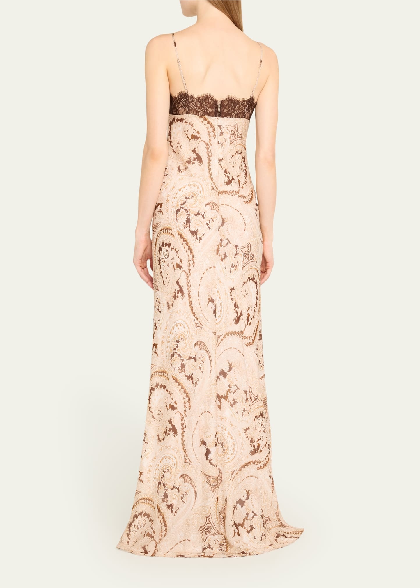 Paisley-Printed Susanna Lace Bodice Slip Dress - 3