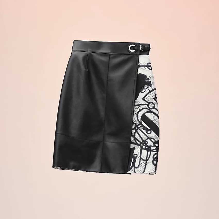 "Cliquetis Tattoo Aquarelle" mixed materials leather skirt - 5