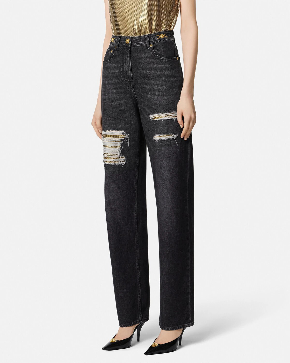 Metal Mesh Regular-Fit Jeans - 4