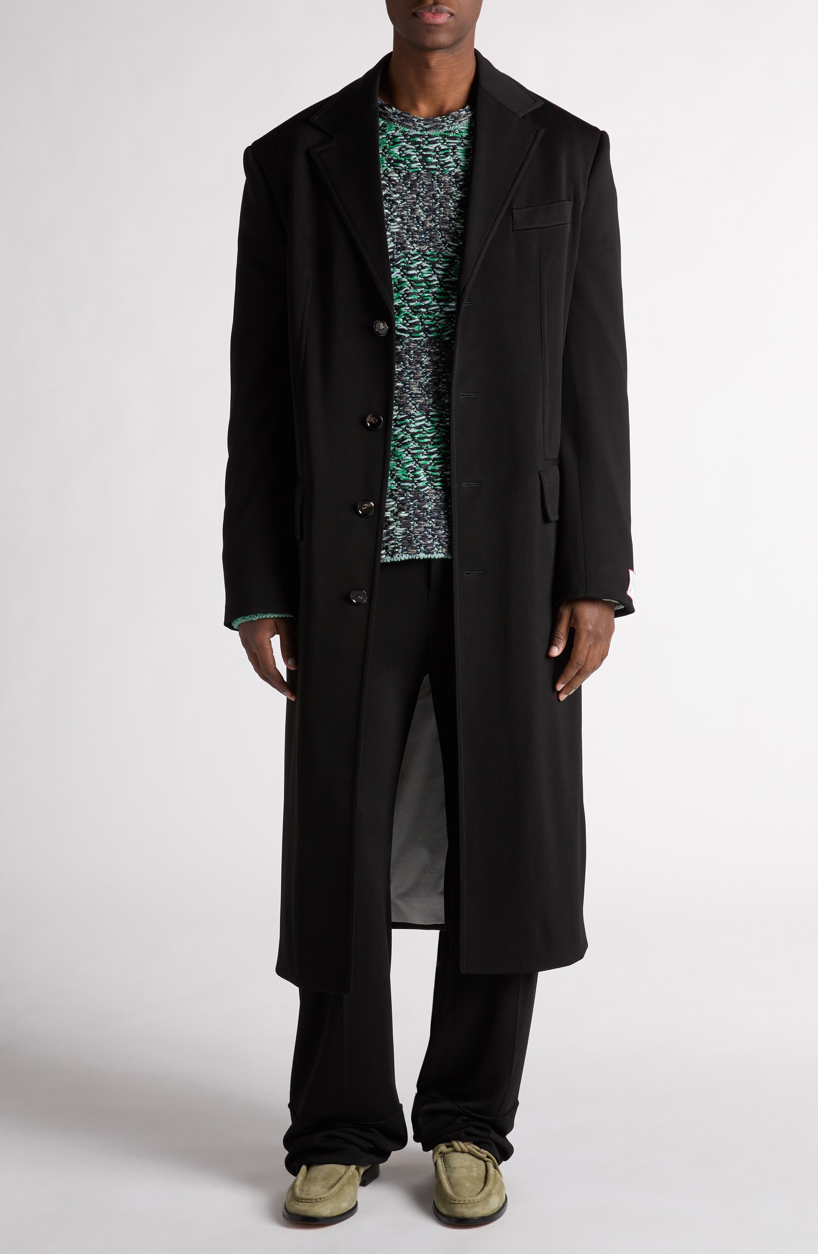 Bottega Veneta Fluid Matte Jersey Topcoat in 1000 Black at Nordstrom - 2