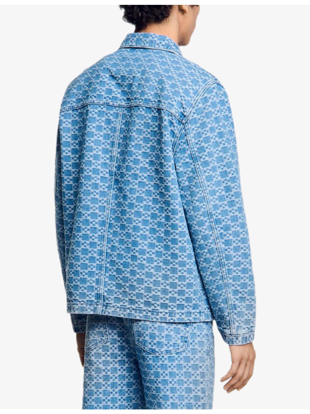 Monogram-Print Zip-Up Denim Jacket - 4