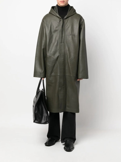 VETEMENTS zip-up hooded leather coat outlook