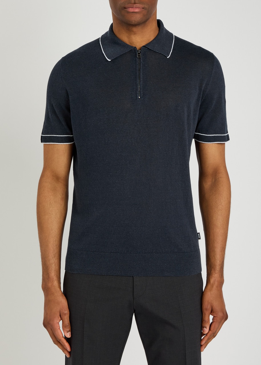 Boss Knitted Linen-blend Polo Shirt - 2