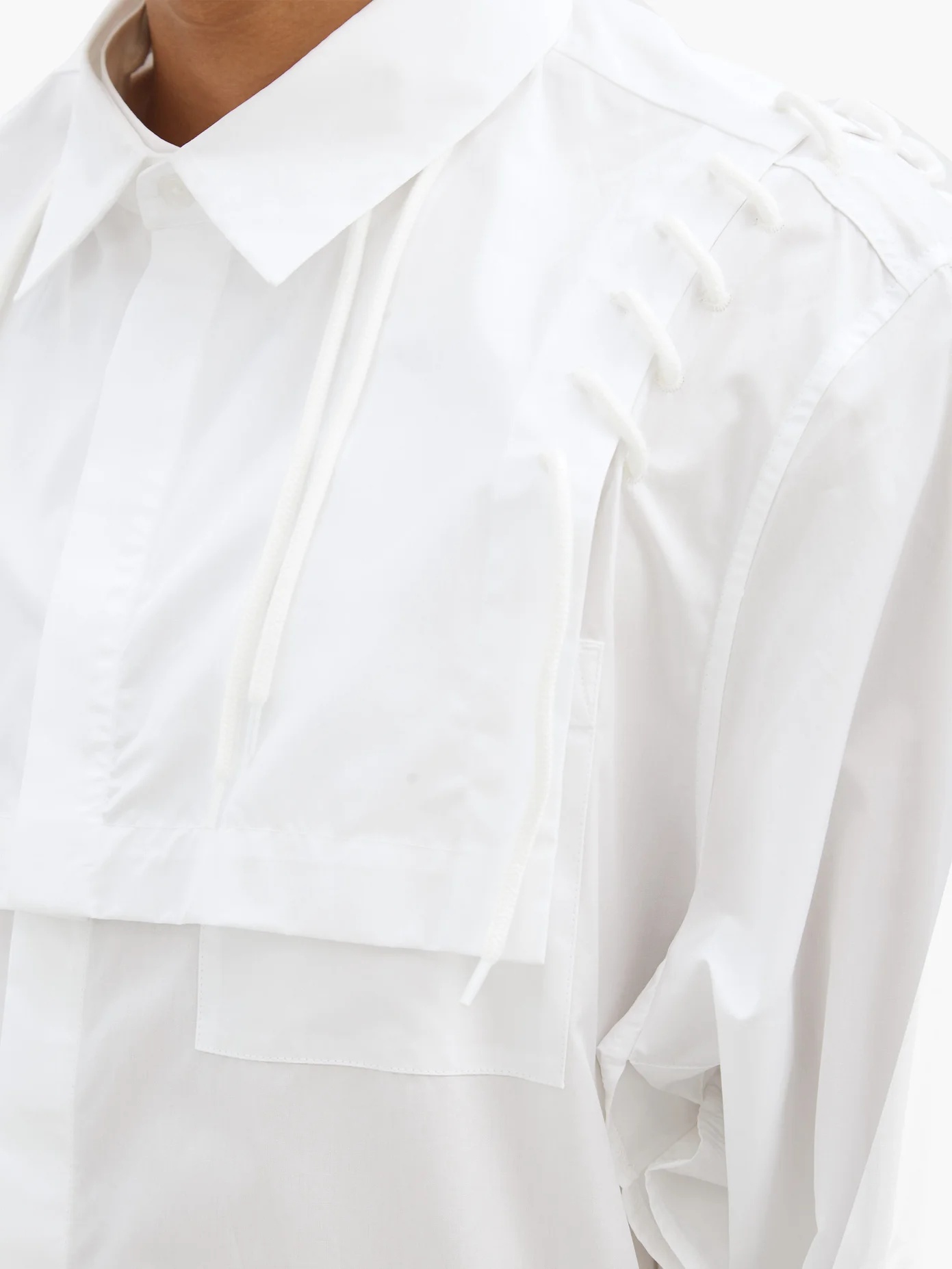 Laced cotton-poplin shirt - 4