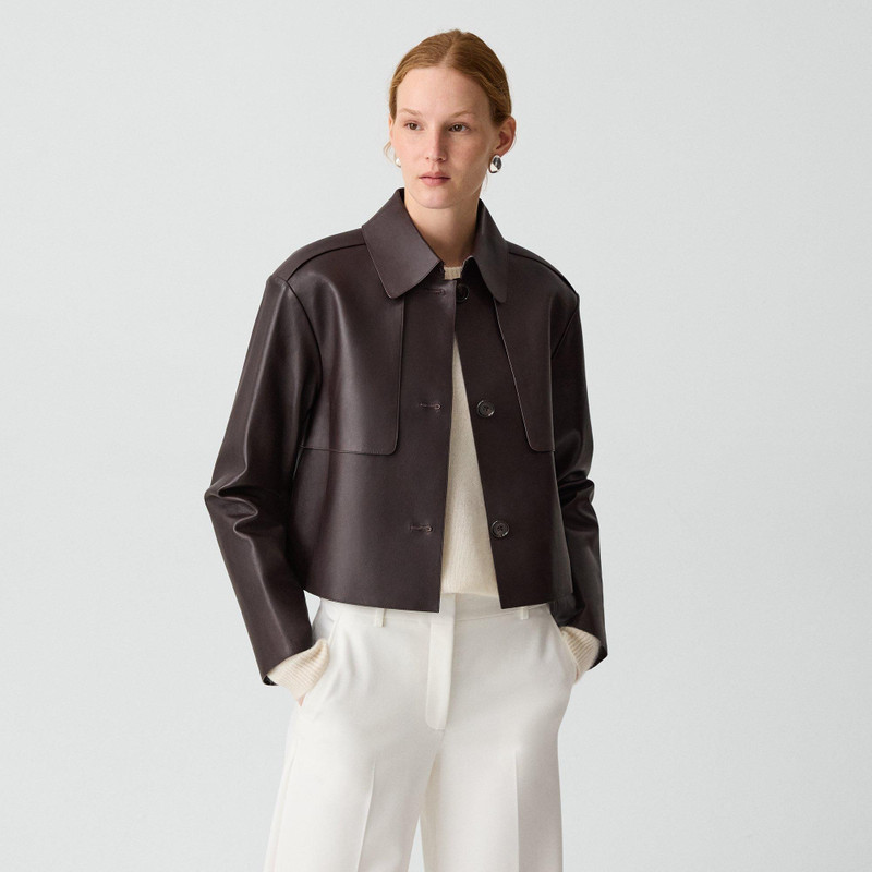 Cropped Trench in Sleek Leather 2