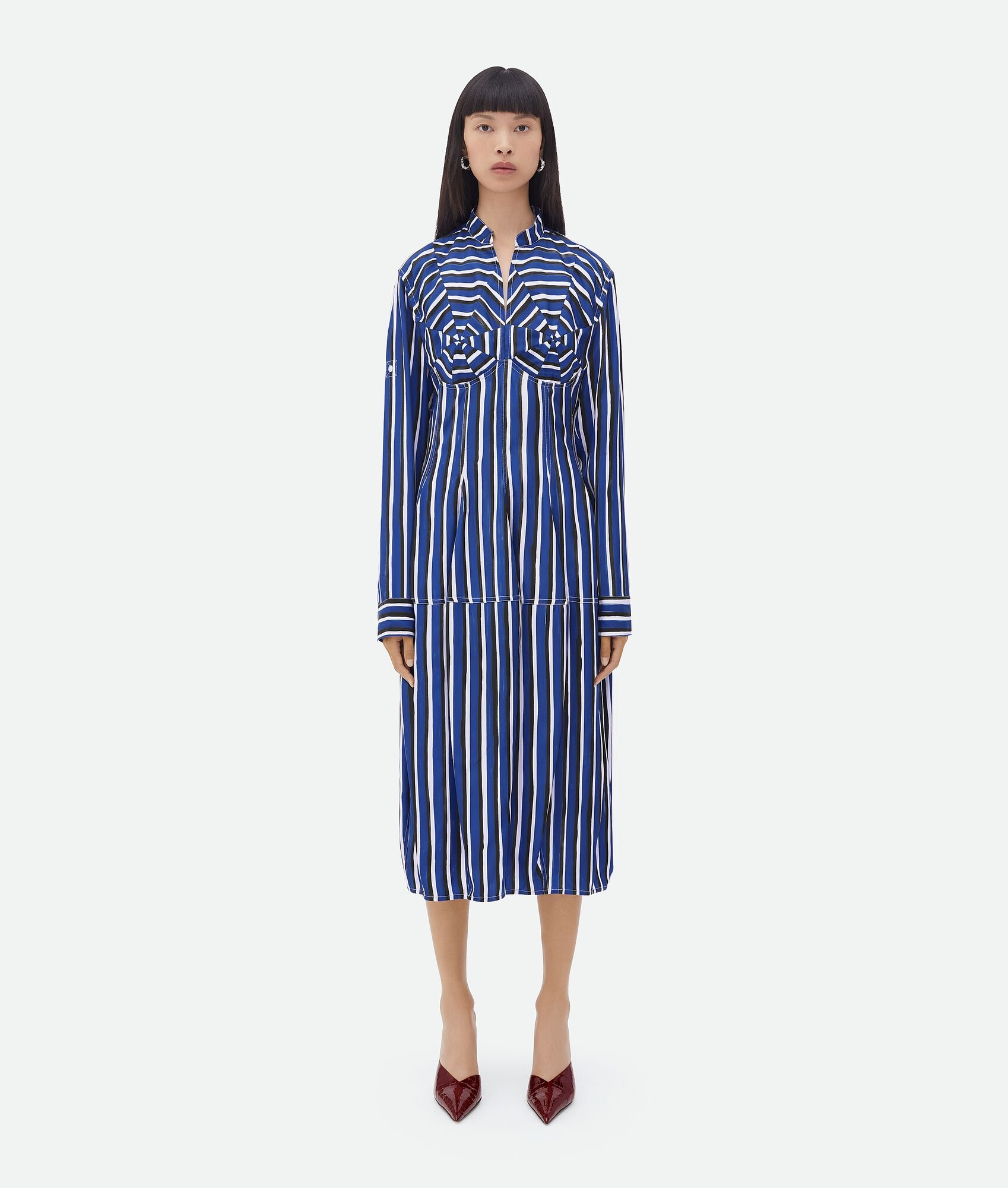 Stripe Print Viscose And Silk Dress - 4