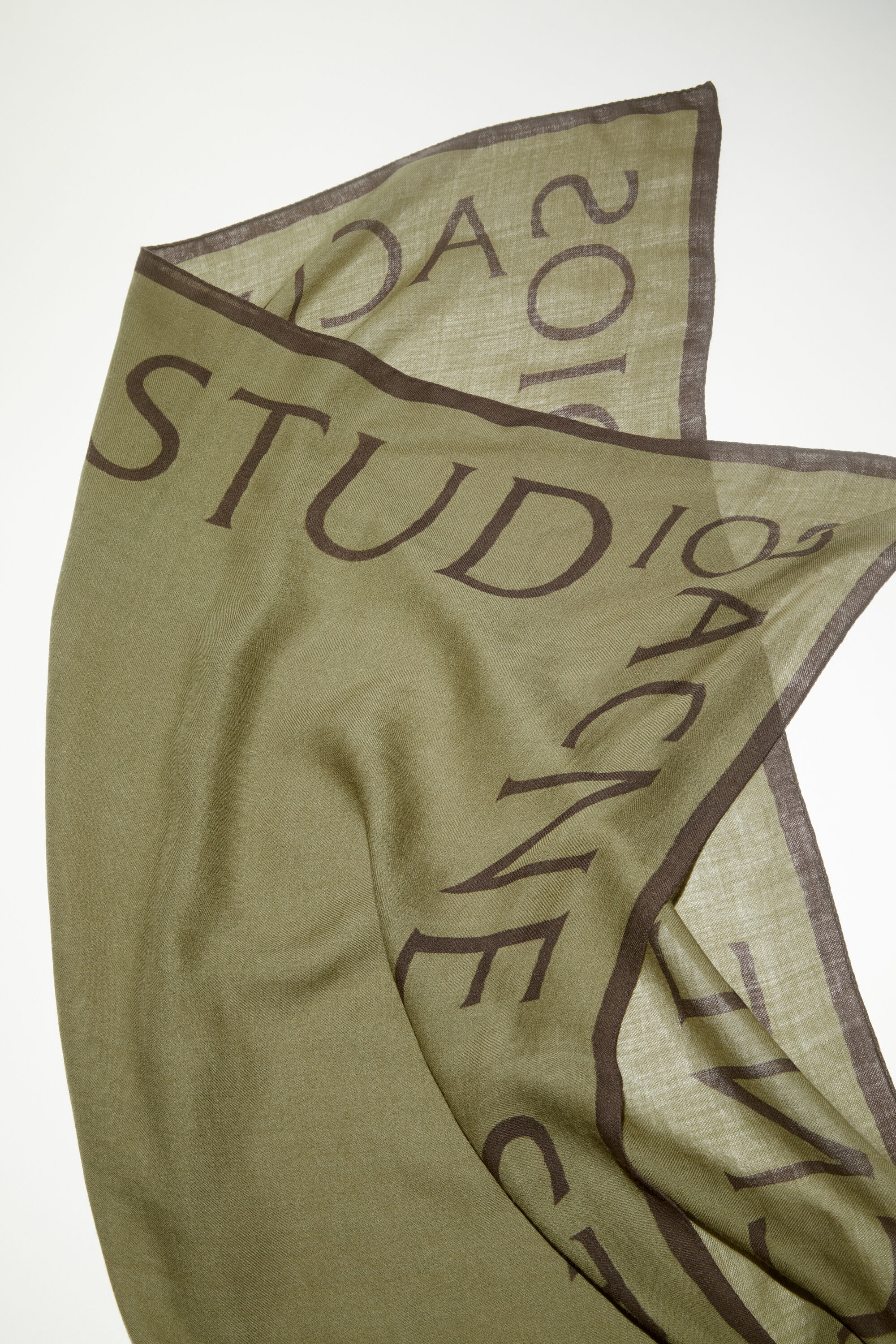 Logo wool square scarf - Dark Olive - 4