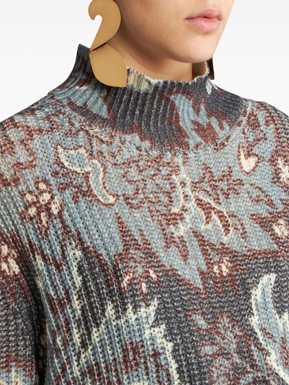 floral-print wool sweater - 5