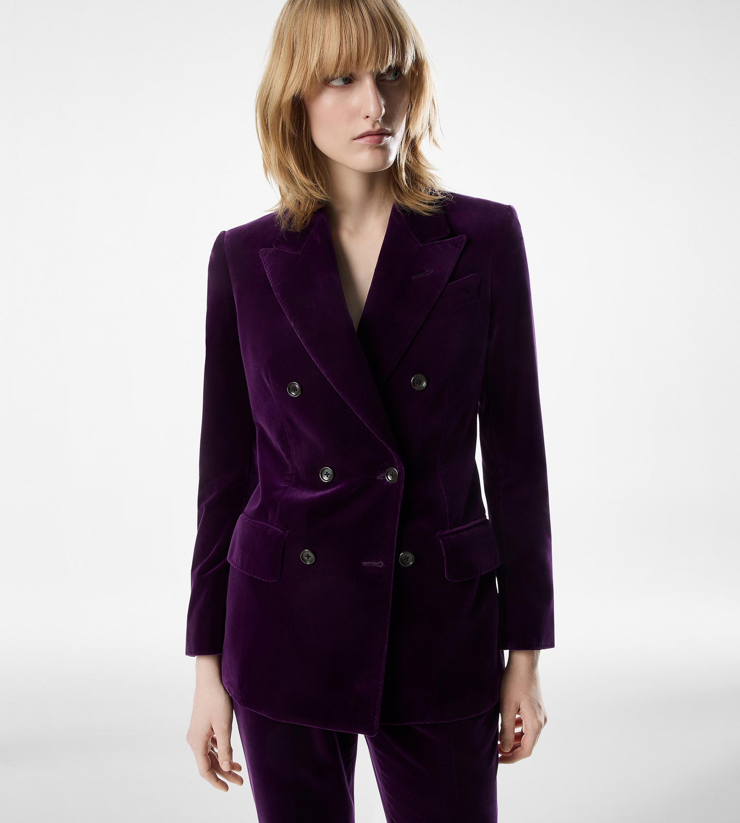 WALLIS DOUBLE BREASTED PEAK LAPEL VELVET JACKET - 2