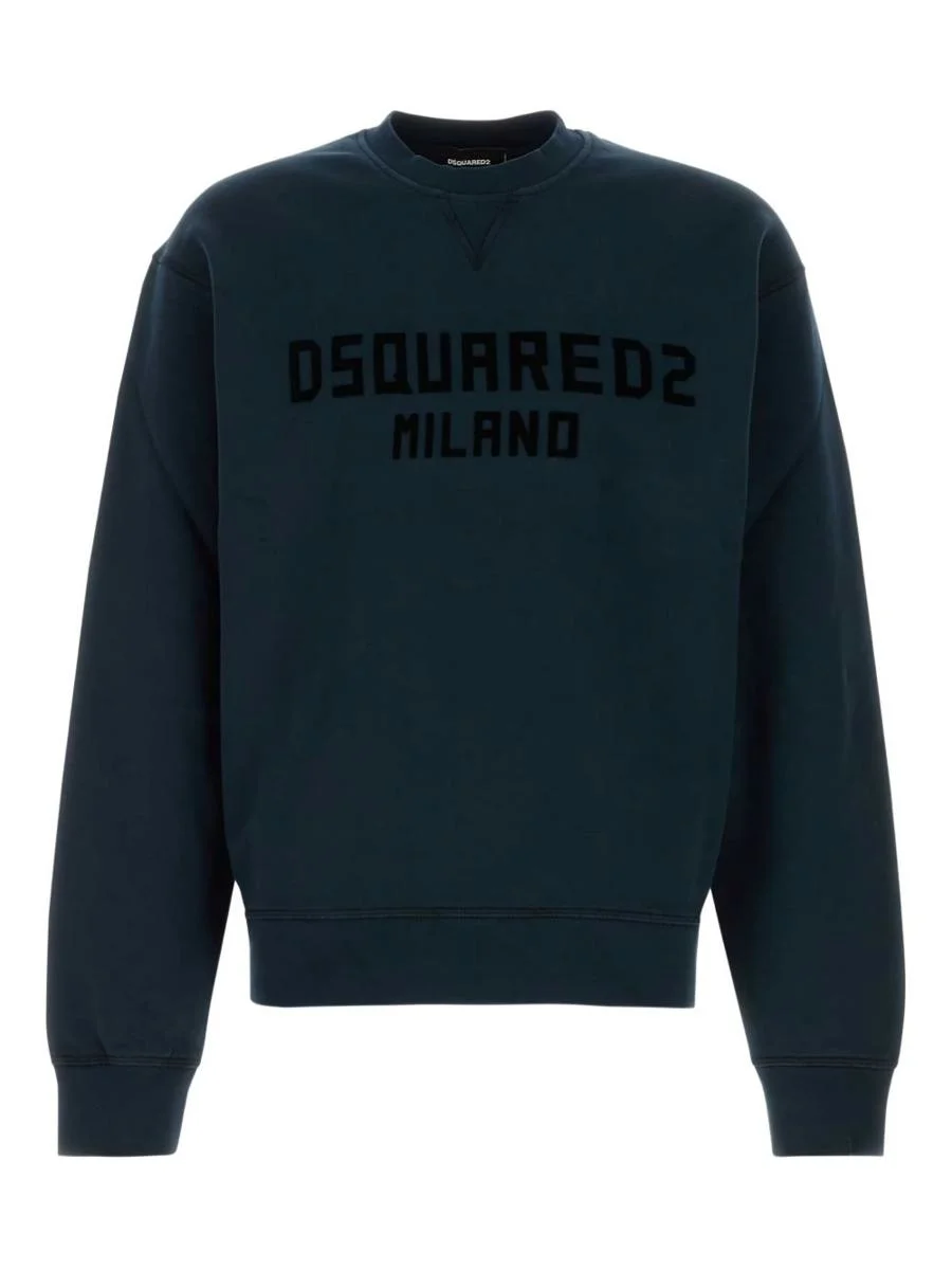 DSQUARED2 Navy Blue Cotton Crewneck Sweatshirt - 1