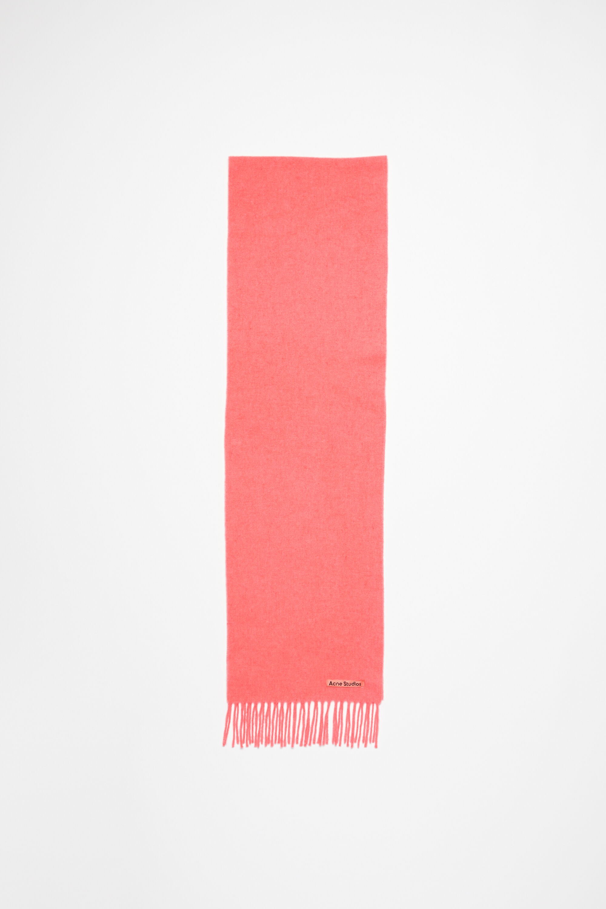 Fringe wool scarf - skinny - Fluo pink mélange - 1