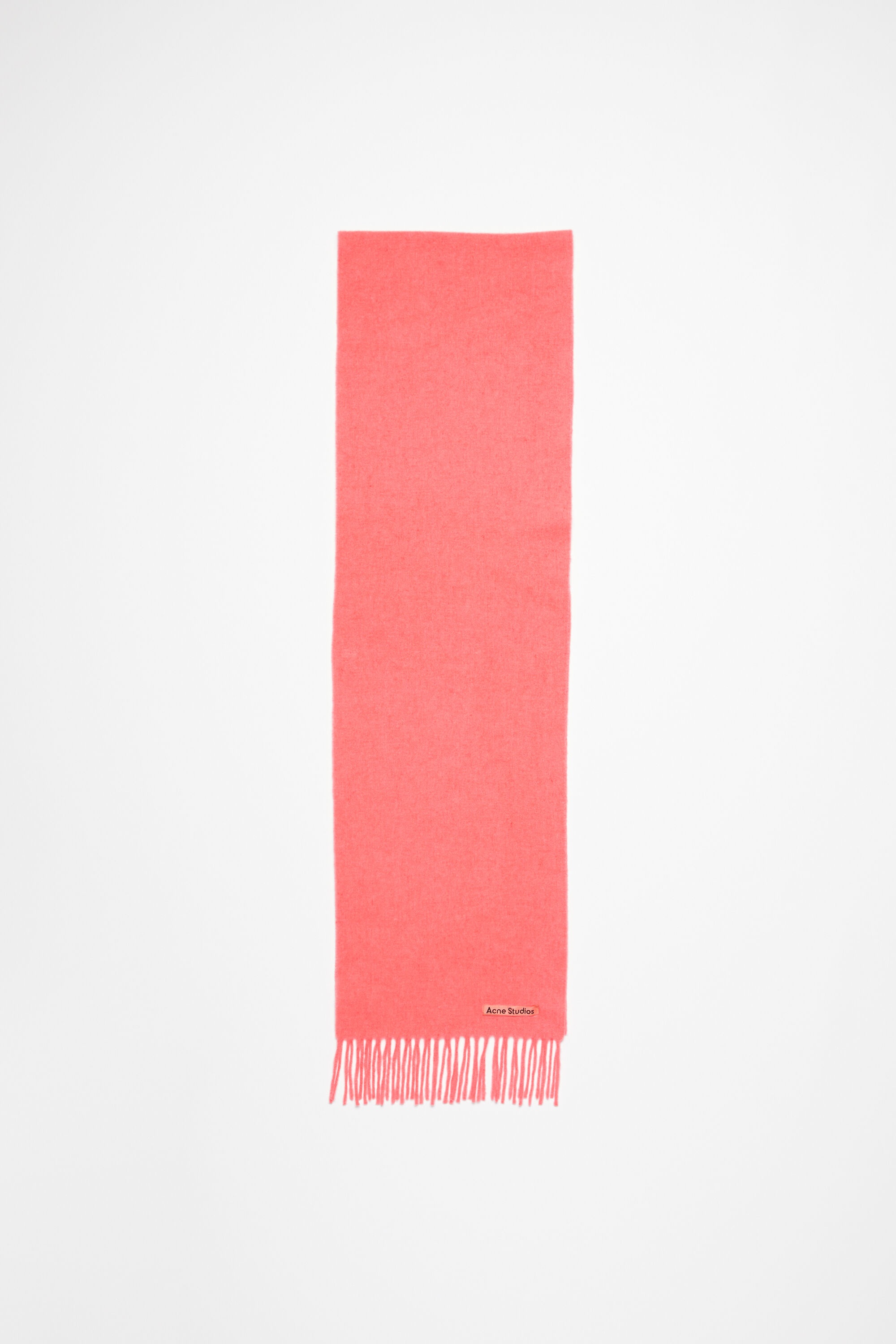 Fringe wool scarf - skinny - Fluo pink mélange - 1