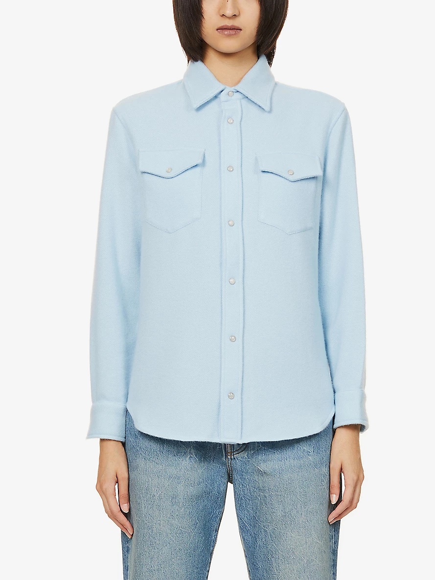 Unisex Moonstone relaxed-fit cashmere shirt - 4