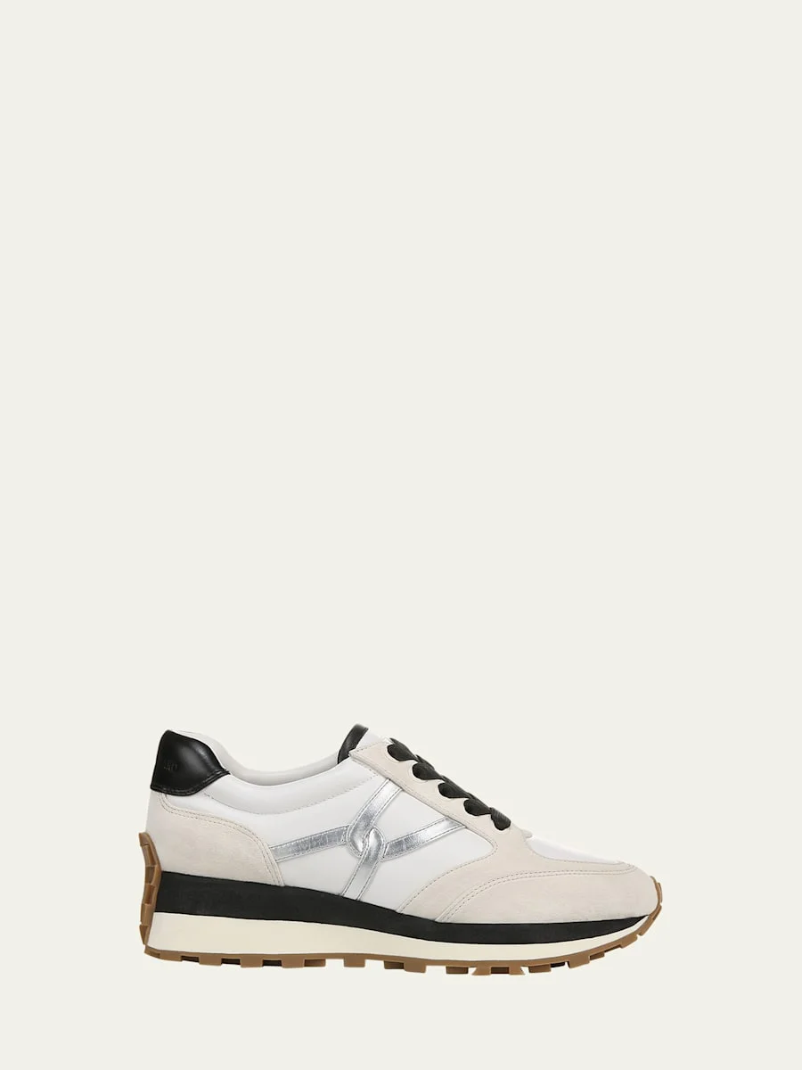 Valentina Mixed Leather Retro Sneakers - 1