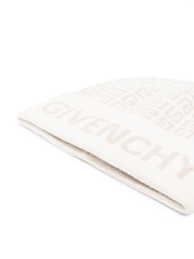 Givenchy neutral logo knit wool beanie hat outlook