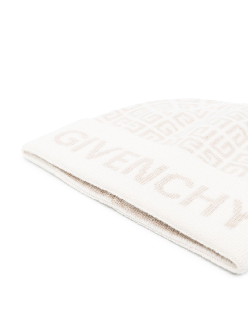 Givenchy neutral logo knit wool beanie hat outlook