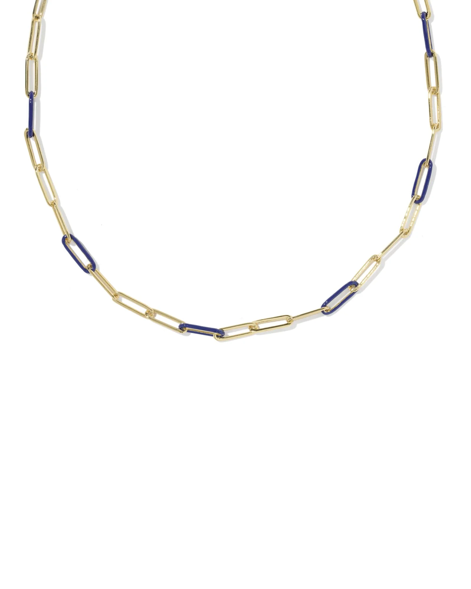 Courtney Gold Enamel Link and Chain Necklace - 1