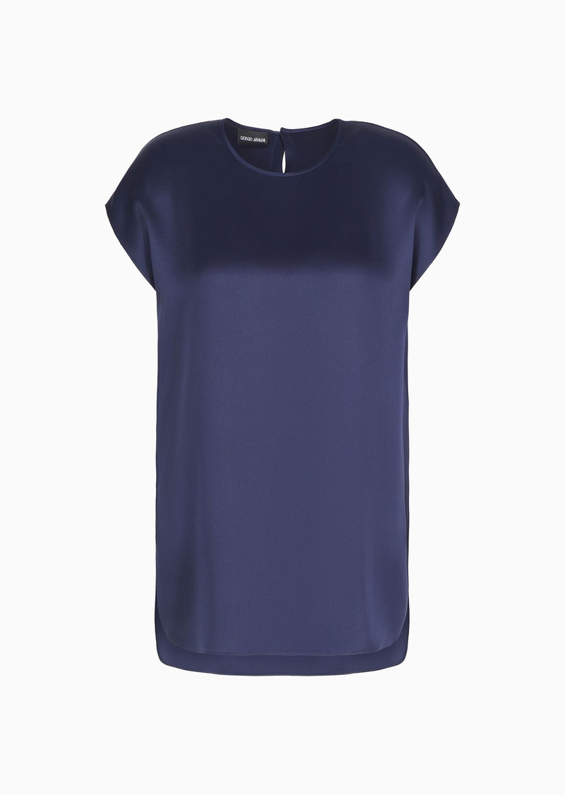 Long blouse in silk double satin - 1