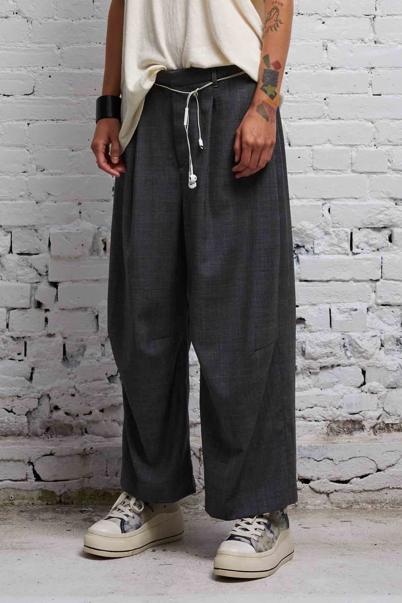 CROPPED WIDE LEG TROUSER - DARK GLEN PLAID - 1