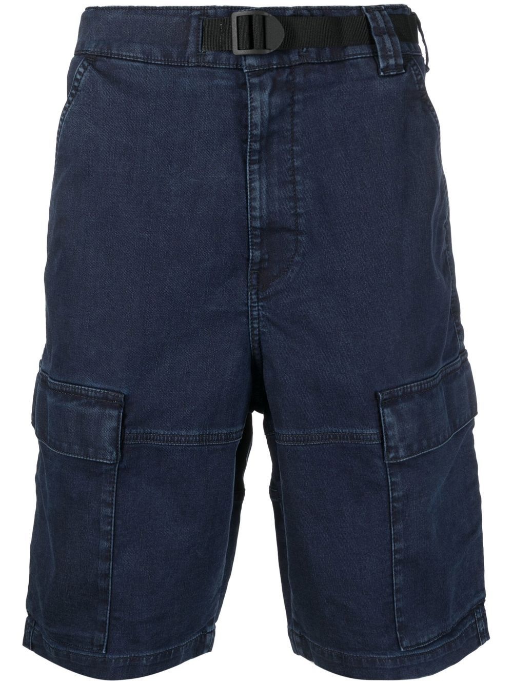 belted denim cargo shorts - 1