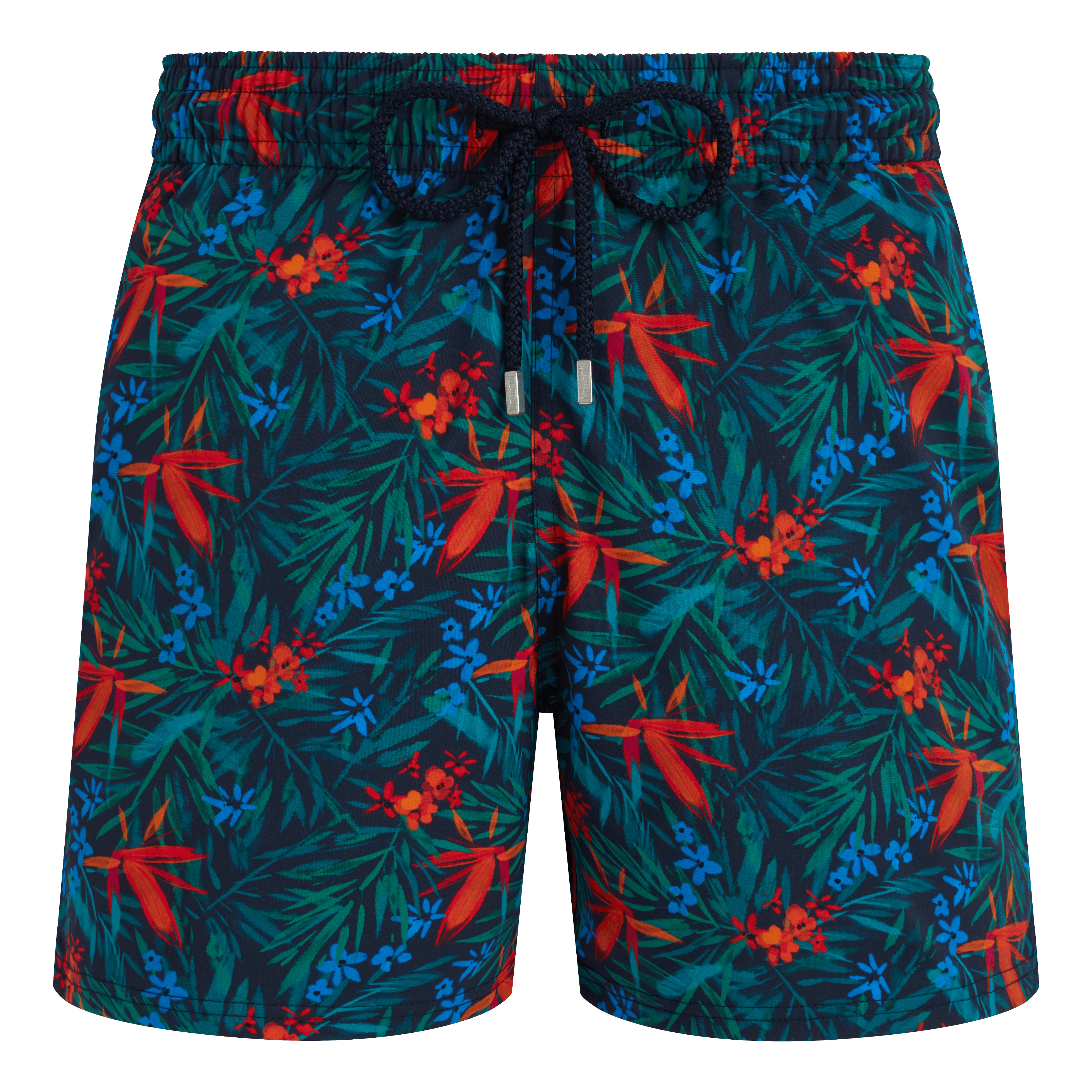 Men Stretch Short Swim Trunks Tropical Flowers - 1