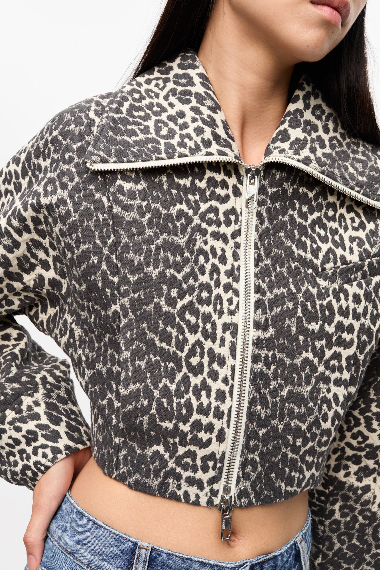 LEOPARD CURVE SLEEVE SHORT JACKET - 5