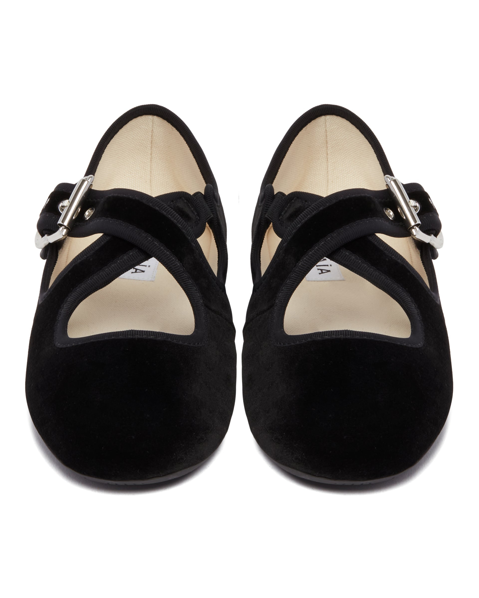 Black Crossed Flat Ballet Flats - 4