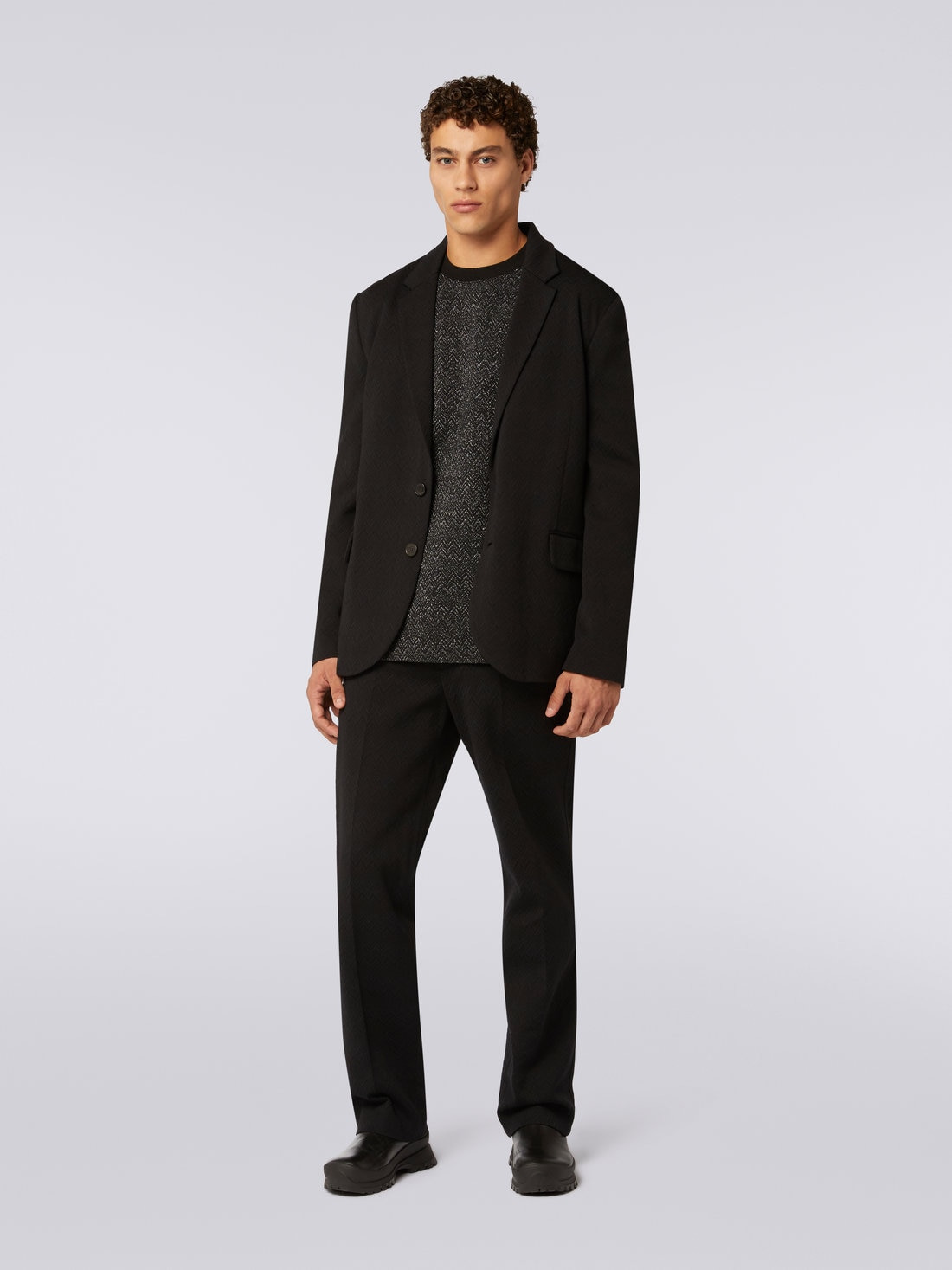Wool blend jacket with chevron pattern - 2